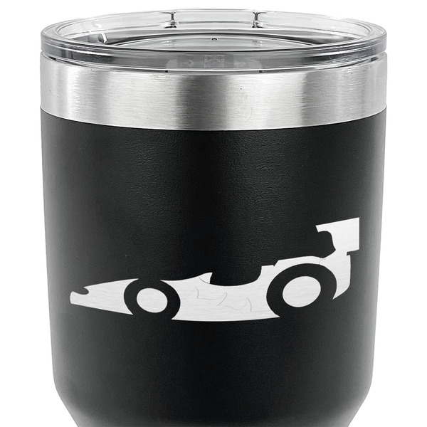 Racing Car 30 oz Stainless Steel Ringneck Tumbler - Black - CLOSE UP
