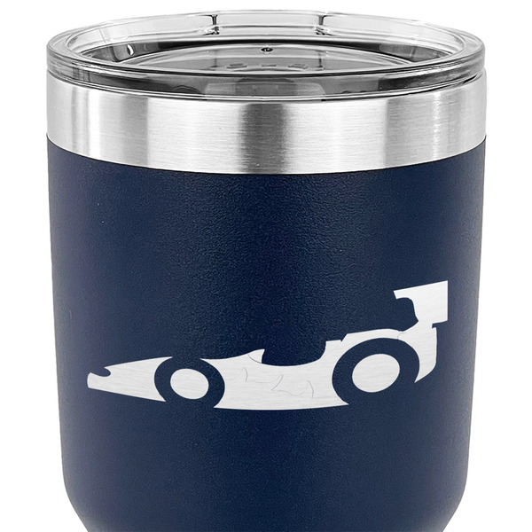 Racing Car 30 oz Stainless Steel Ringneck Tumbler - Navy - CLOSE UP