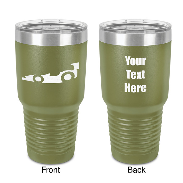 Custom Racing Car 30 oz Stainless Steel Tumbler - Olive - Double-Sided (Personalized)