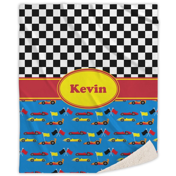 Custom Racing Car Sherpa Throw Blanket (Personalized)