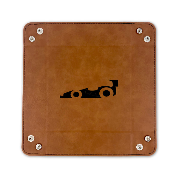 Racing Car 6" x 6" Leatherette Snap Up Tray - FLAT FRONT