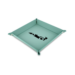 Racing Car 6" x 6" Teal Faux Leather Valet Tray