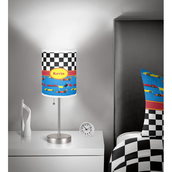 Racing Car 7 inch drum lamp shade - in room