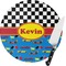 Racing Car Round Glass Cutting Board - Small (Personalized)