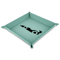 Racing Car 9" x 9" Teal Faux Leather Valet Tray