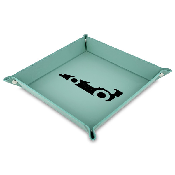 Custom Racing Car Faux Leather Dice Tray - 9" x 9"  - Teal