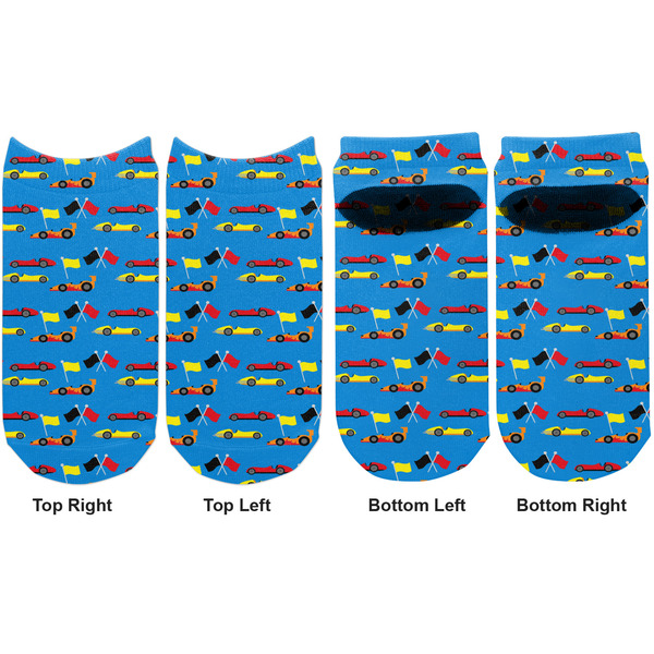 Racing Car Adult Ankle Socks - Double Pair - Front and Back - Apvl