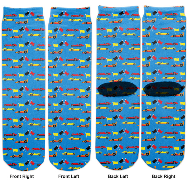 Racing Car Adult Crew Socks - Double Pair - Front and Back - Apvl