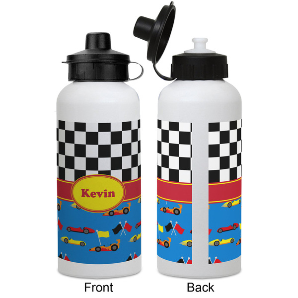 Racing Car Aluminum Water Bottle - White APPROVAL