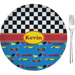 Racing Car Glass Appetizer / Dessert Plate 8" (Personalized)