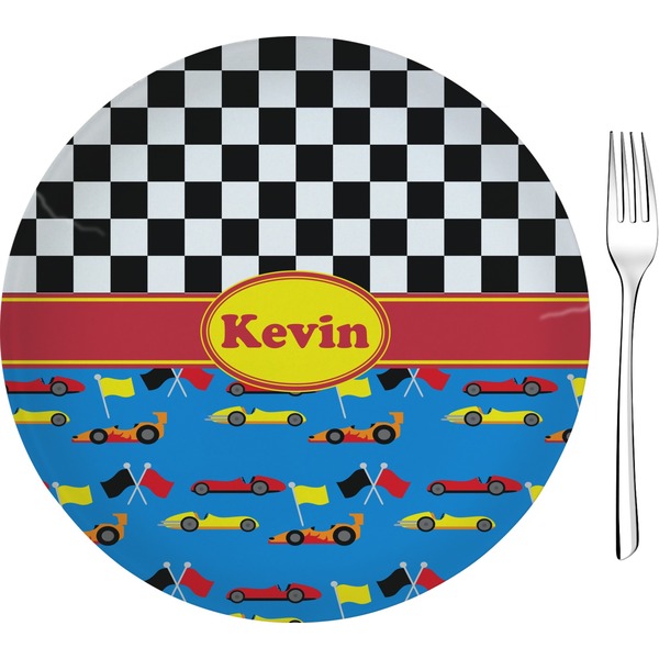 Custom Racing Car Glass Appetizer / Dessert Plate 8" (Personalized)