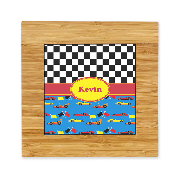 Custom Racing Car Bamboo Trivet with Ceramic Tile Insert (Personalized)