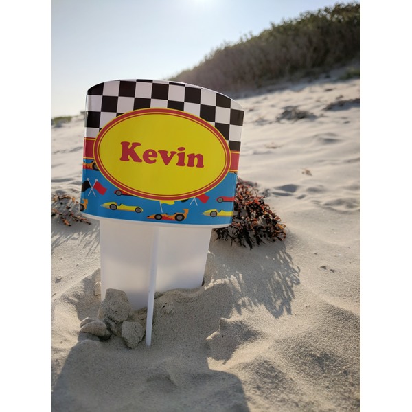 Racing Car Beach Spiker white on beach with sand