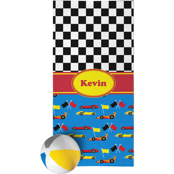 Custom Racing Car Beach Towel (Personalized)