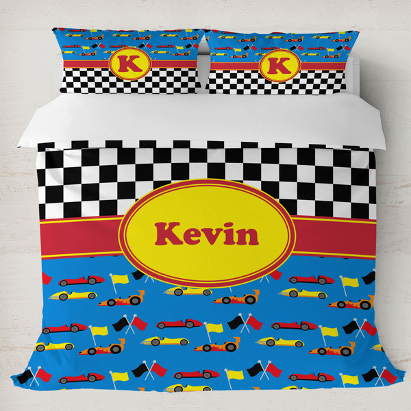Custom Racing Car Duvet Cover Set - King (Personalized)
