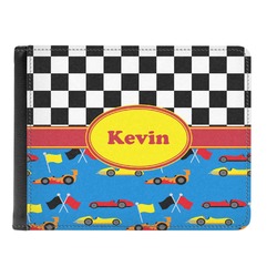 Racing Car Genuine Leather Men's Bi-fold Wallet (Personalized)