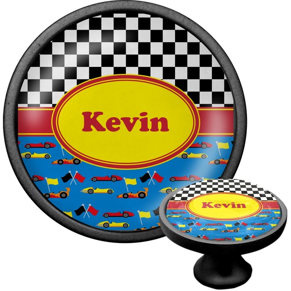 Custom Racing Car Cabinet Knob (Black) (Personalized)