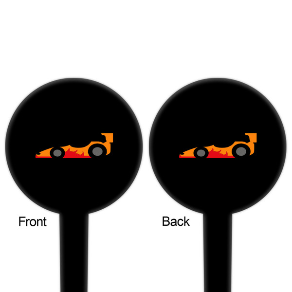 Racing Car Black Plastic 4" Food Pick - Round - Double Sided - Front & Back