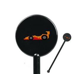 Racing Car 5.5" Round Plastic Stir Sticks - Black - Single Sided