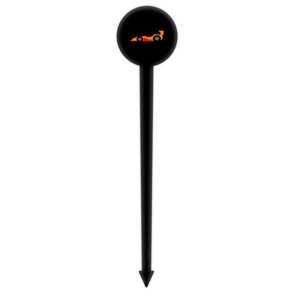 Racing Car Black Plastic 6" Food Pick - Round - Single Pick