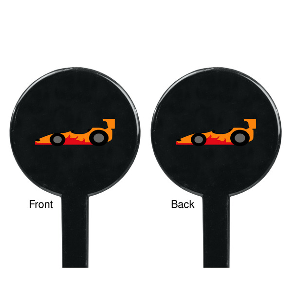 Racing Car Black Plastic 7" Stir Stick - Double Sided - Round - Front & Back