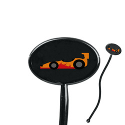 Racing Car 7" Oval Plastic Stir Sticks - Black - Single Sided
