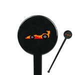 Racing Car 7" Round Plastic Stir Sticks - Black - Single Sided