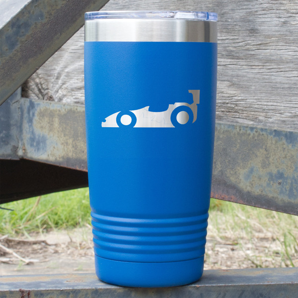 Custom Racing Car 20 oz Stainless Steel Tumbler - Royal Blue - Single Sided