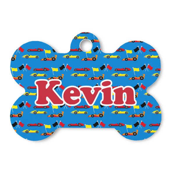 Custom Racing Car Bone Shaped Dog ID Tag (Personalized)