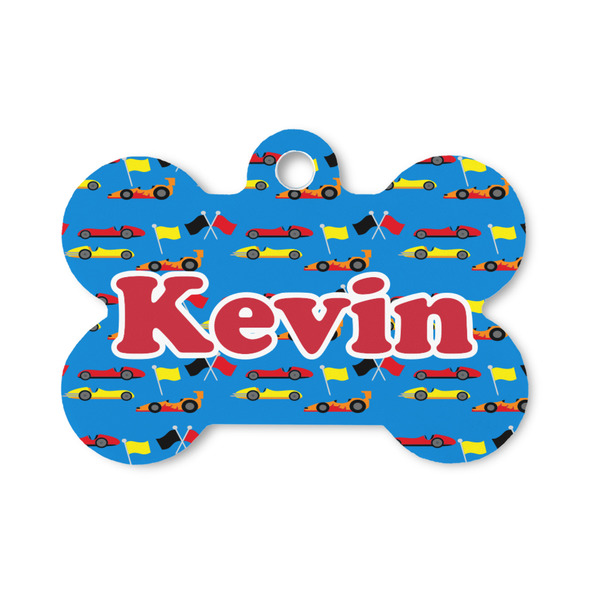 Custom Racing Car Bone Shaped Dog ID Tag - Small (Personalized)