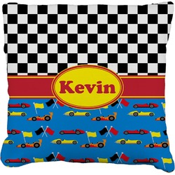 Racing Car Faux-Linen Throw Pillow 16" (Personalized)