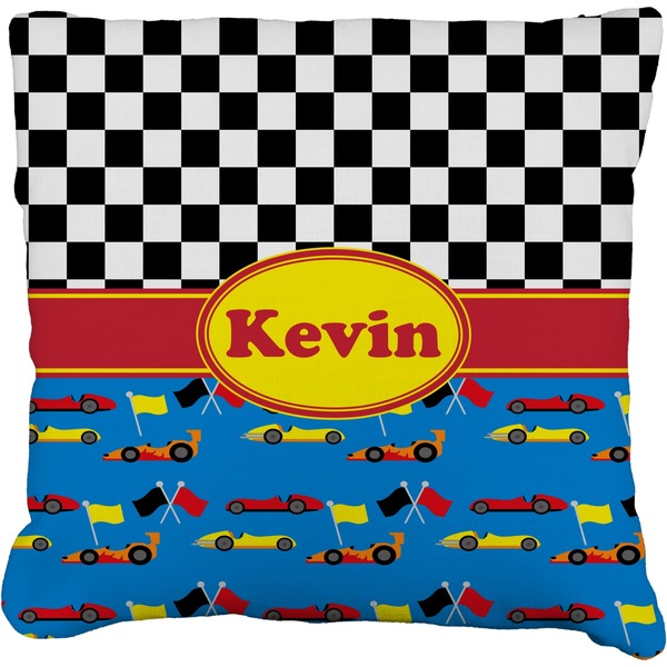 Custom Racing Car Faux-Linen Throw Pillow 16" (Personalized)