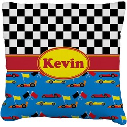 Racing Car Faux-Linen Throw Pillow 18" (Personalized)