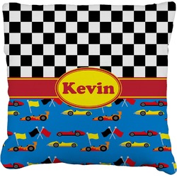 Racing Car Faux-Linen Throw Pillow 20" (Personalized)