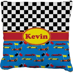Racing Car Faux-Linen Throw Pillow 26" (Personalized)