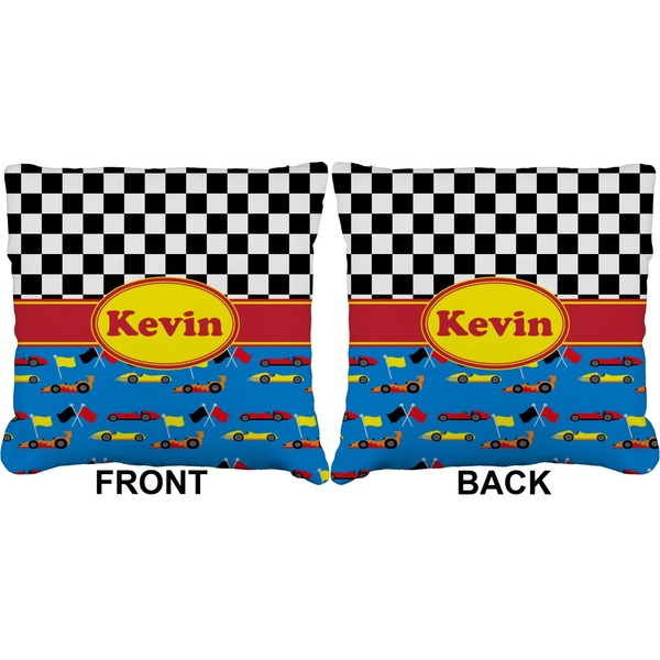 Racing Car Burlap Pillow Approval