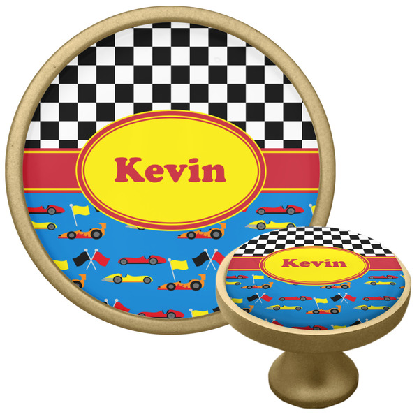 Custom Racing Car Cabinet Knob - Gold (Personalized)