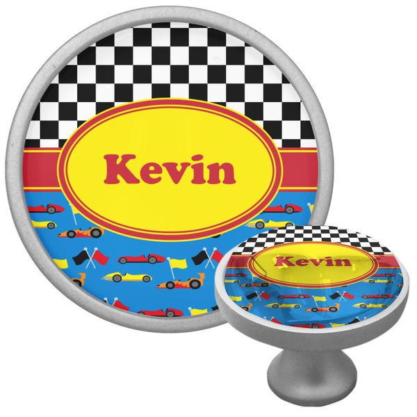 Custom Racing Car Cabinet Knob (Silver) (Personalized)