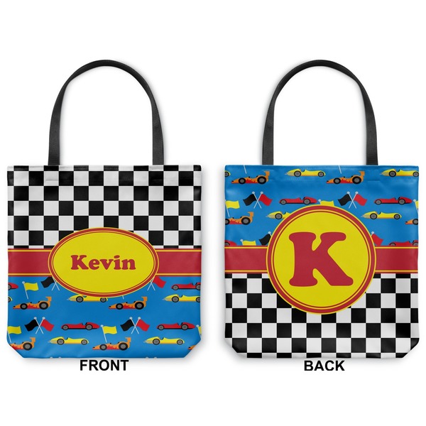 Racing Car Canvas Tote - Front and Back