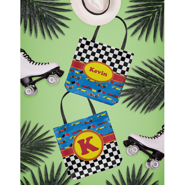 Racing Car Canvas Tote Lifestyle Front and Back