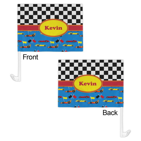Racing Car Car Flag - 11" x 8" - Front & Back View