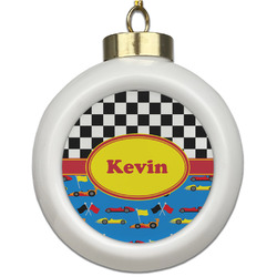 Racing Car Ceramic Ball Ornament (Personalized)