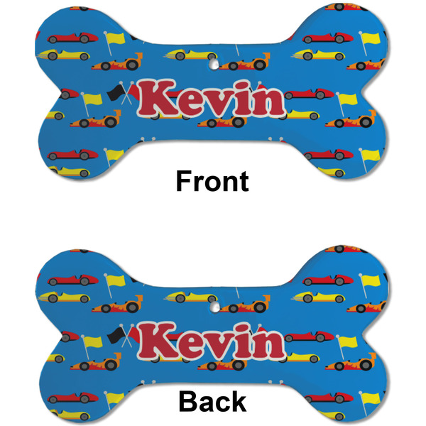 Racing Car Ceramic Flat Ornament - Bone Front & Back (APPROVAL)