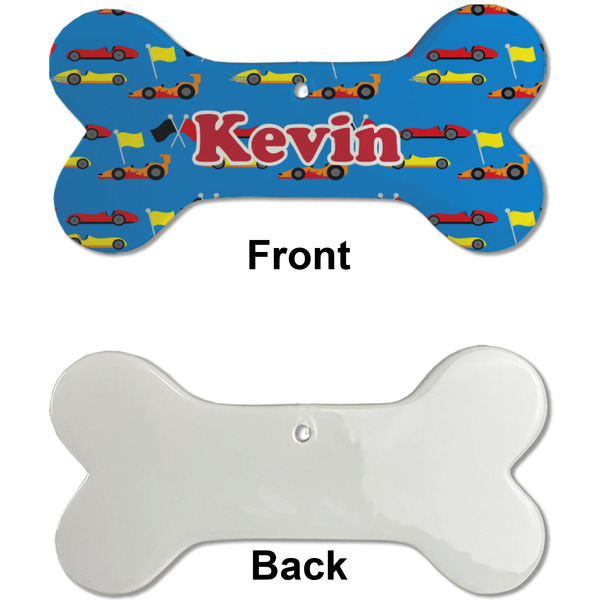 Racing Car Ceramic Flat Ornament - Bone Front & Back Single Print (APPROVAL)