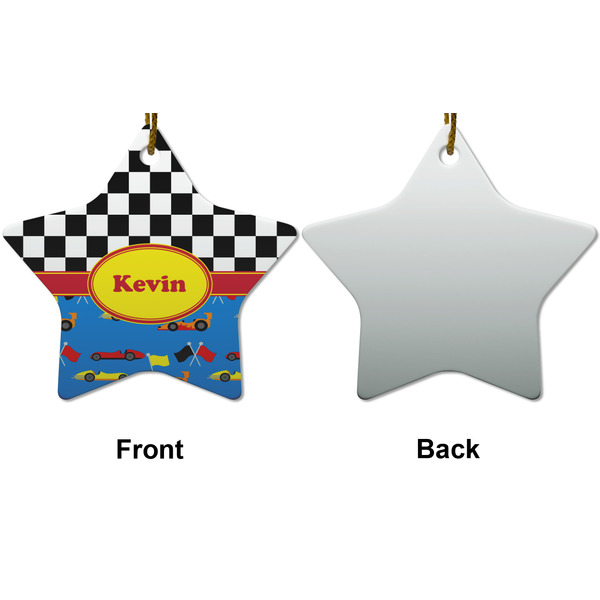 Racing Car Ceramic Flat Ornament - Star Front & Back (APPROVAL)