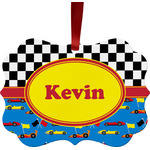 Racing Car Metal Frame Ornament - Double Sided w/ Name or Text