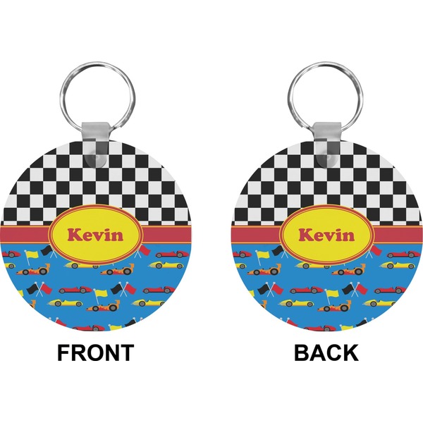 Racing Car Circle Keychain (Front + Back)