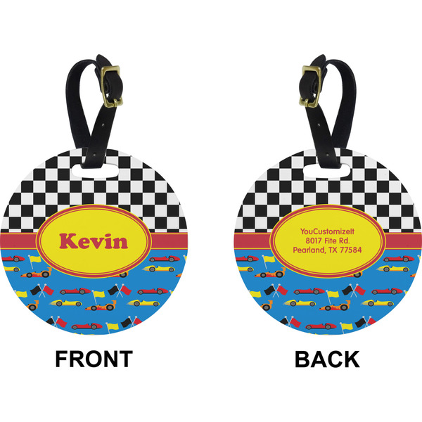 Racing Car Circle Luggage Tag (Front + Back)