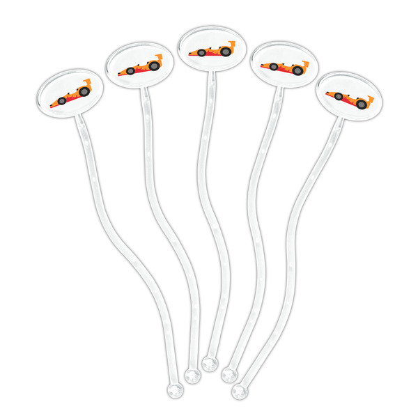 Racing Car Clear Plastic 7" Stir Stick - Oval - Fan