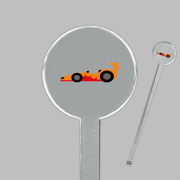 Racing Car Clear Plastic 7" Stir Stick - Round - Closeup